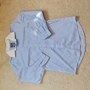 Men's blue button up shirt